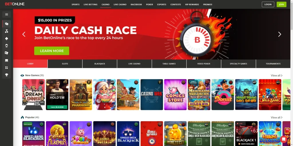 Game Selection at BetOnline Casino