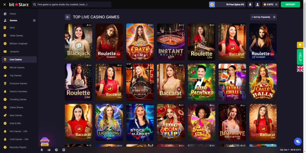 BitStarz Live Dealer Games