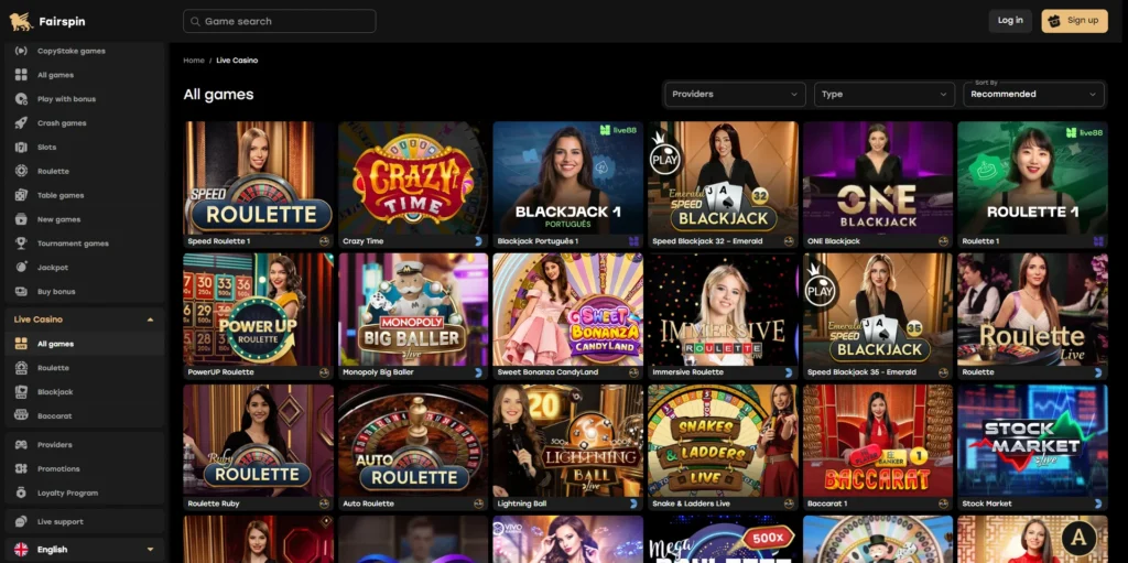 fairspin live casino